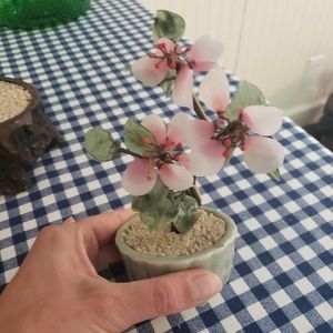Multiple vintage glass cherry blossom bonsai tree